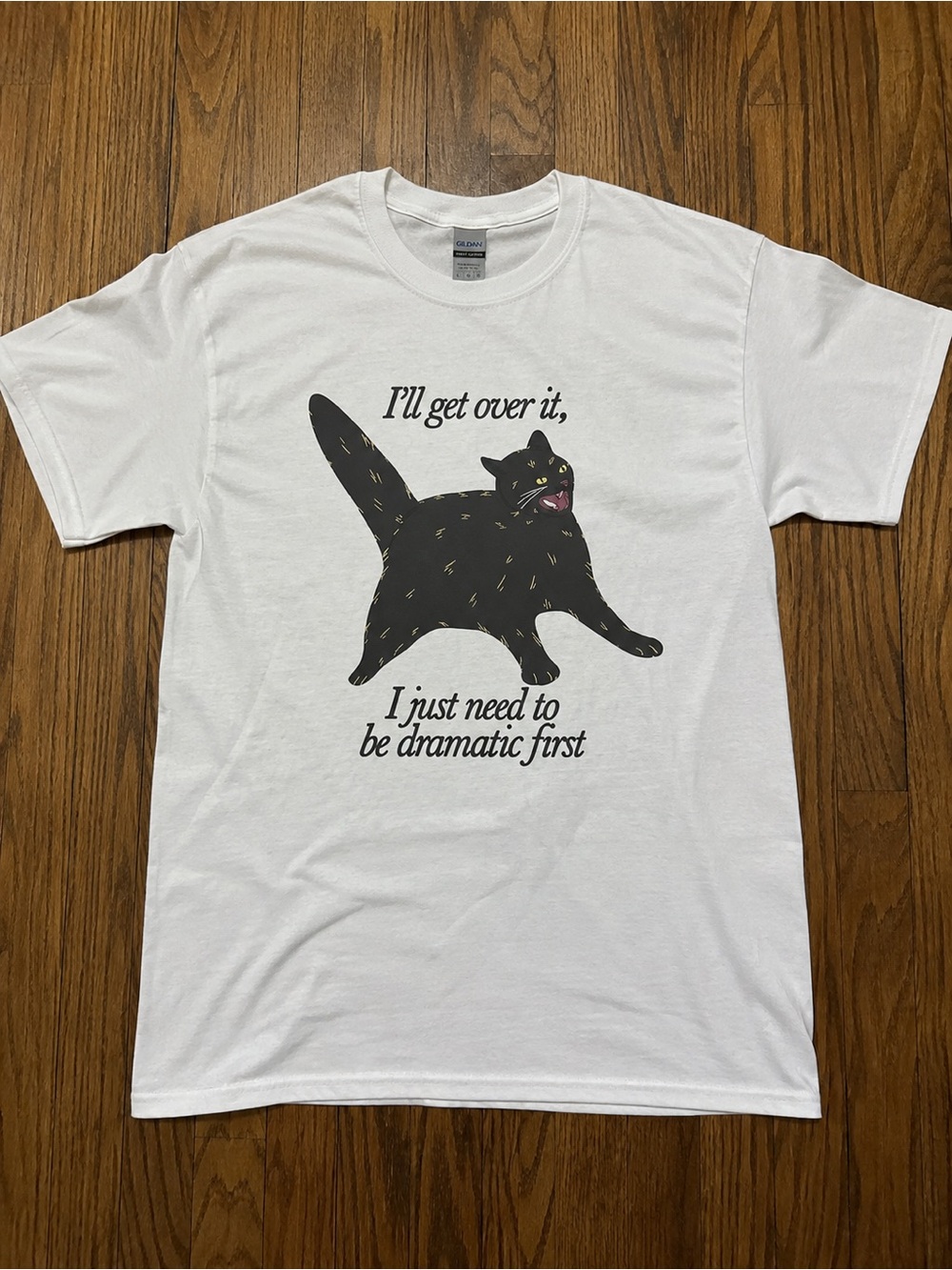Dramatic Black Cat Tee for Cats & Cat Lovers - White T-shirt